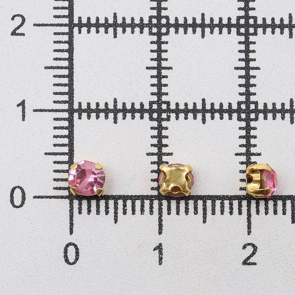 Хрустальные стразы в цапах/золото, 4мм, 50 шт, Astra&Craft, светло-розовый, 4AR159/166