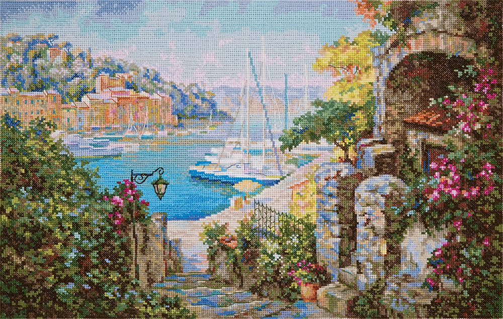 Набор для вышивания нитками Panna, Золотая серия, У самого южного моря, 45,5х29 см