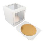 Кондитерская коробка для торта С 3 ОКНАМИ + подложка, 26.5х26.5х29 см, S-Chief, BFC-044