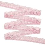 Кружево вязаное (тесьма) хлопковое 28 мм / 25 метров, рис.28.01.021 (розовый/белый) С3749Г17