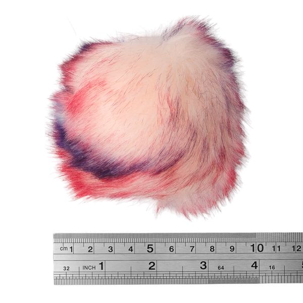 Помпон из искусственного меха 120 мм, 6 розовый мультиколор