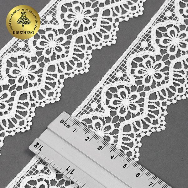 Кружево гипюр (плетёное) 50 мм, матовая нить TBY.0871, цв.белый уп.4.5м, Kruzhevo