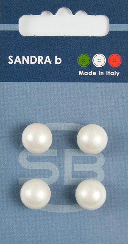 Пуговицы Sandra, 11 мм, 4 шт, перламутр, белый