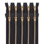 Молния металл джинсовая Т5 (5 мм) 1 зам., н/раз., 16 см, черный, 39092/16-3, 10 шт