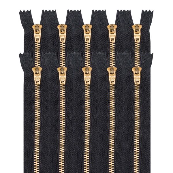 Молния металл джинсовая Т5 (5 мм) 1 зам., н/раз., 18 см, черный, 39122/18-3, 10 шт