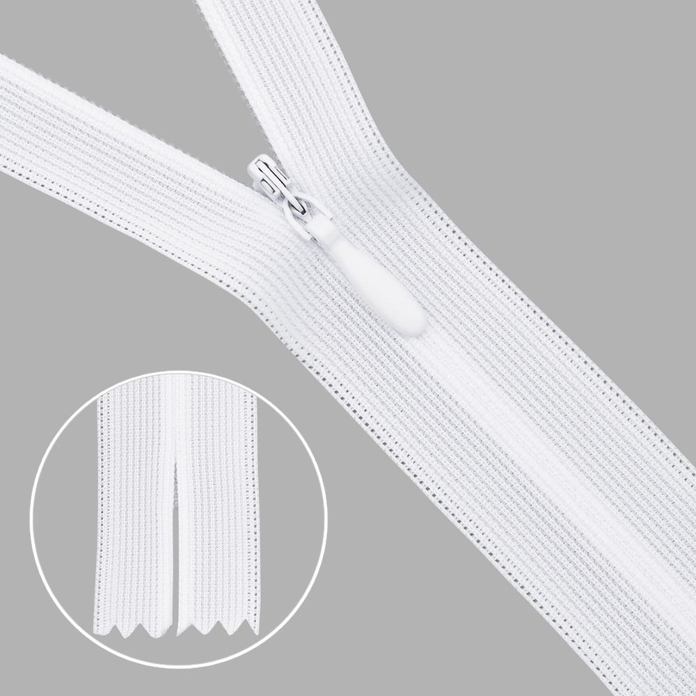 Молния потайная (скрытая) Т3 (3 мм) 1 зам., н/раз., 30 см, бел, 31251 / 30, 10 шт