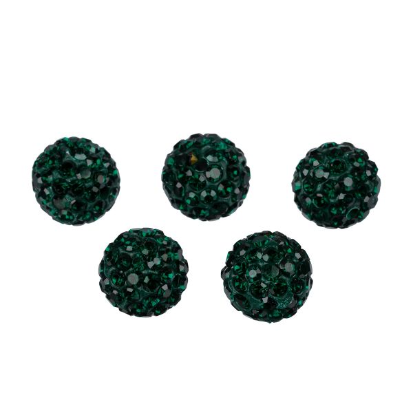 Бусины пластик ⌀12 мм, 5 шт, №18 изумрудный, Zlatka BWM-12