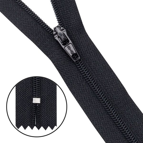 Молния спираль (витая) Т3 (3 мм) 1 зам., н/раз., 20 см, автомат, черн, 30090, 10 шт