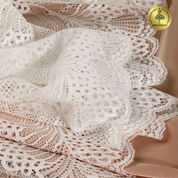 Кружево бельевое эластичное 195 мм / 3 метра, TBY.30211, цв.004 сумрачно-белый