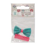 Набор бантик и заколка, мини 35мм/35мм, зеленый/малиновый