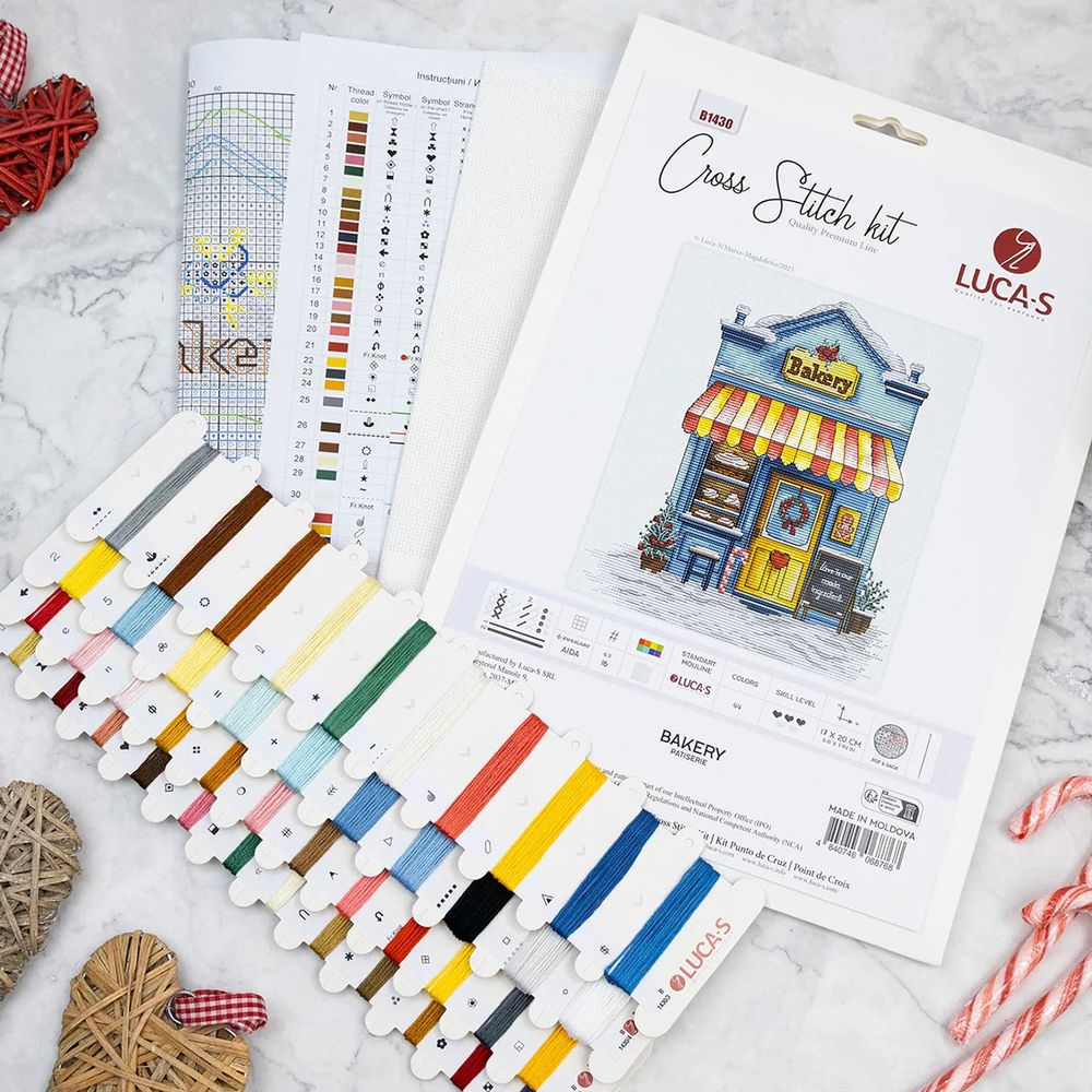 Набор для вышивания нитками Luca-S, Пекарня, 17х20см