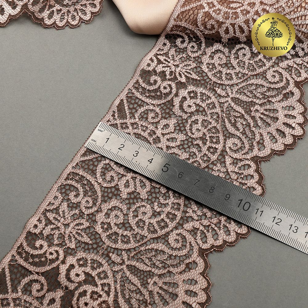 Кружево эластичное (стрейч) 110 мм, 40992PP цв.бежевый уп.115м, Kruzhevo