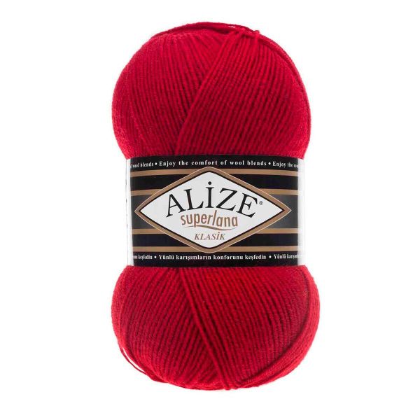 Пряжа Alize (Ализе) Superlana klasik / уп.5 мот. по 100 г, 280м, 056 красный A