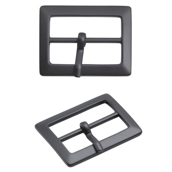 Пряжка ременная металл 20 мм, прямоугольная, матовый черный, 2 шт, MB-155