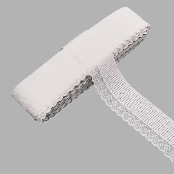 Кружево эластичное (стрейч) 40 мм / 13.72 метра, белый, 3AR3781