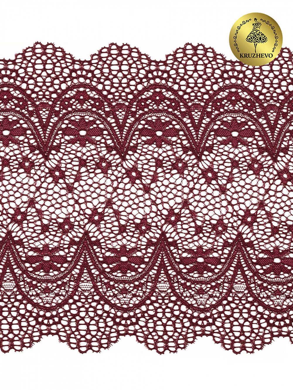 Кружево бельевое эластичное 220 мм / 10 м, 241, цв.076 сливовое вино, Kruzhevo