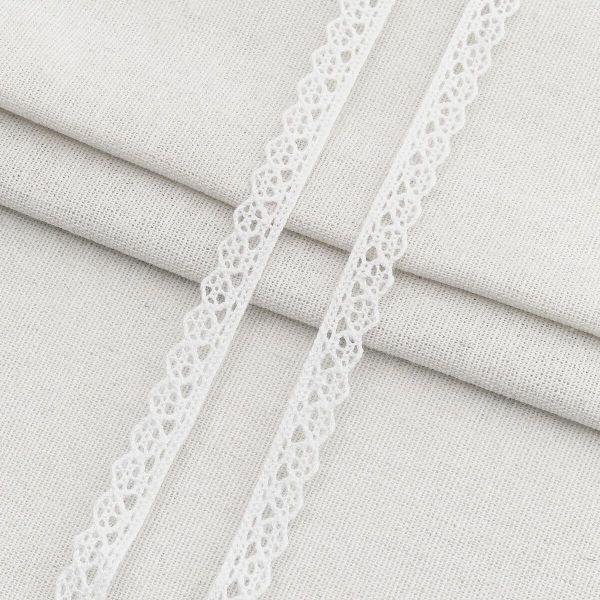 Кружево вязаное (тесьма) 10 мм / 18.2 метра, х/б, белый, А6420