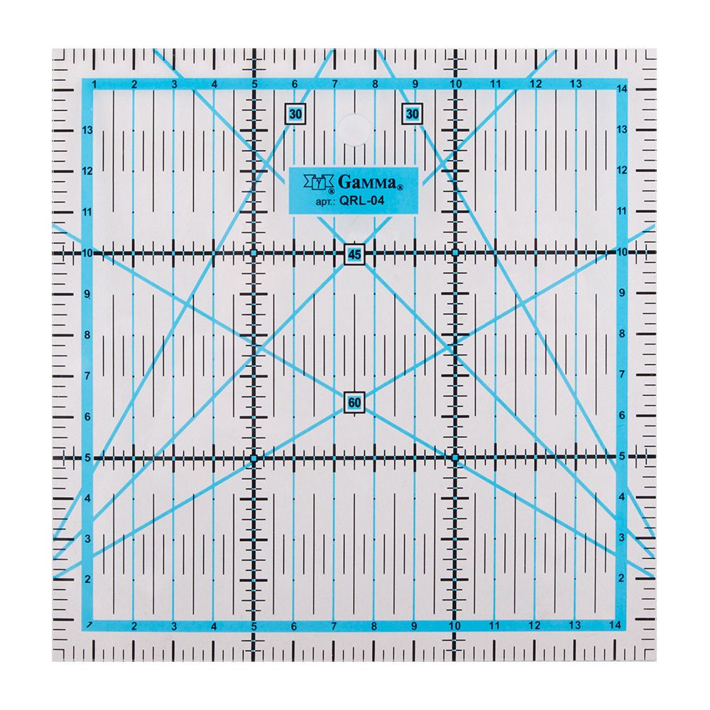 Линейка для пэчворка 15х15 см, пластик, Gamma QRL-04