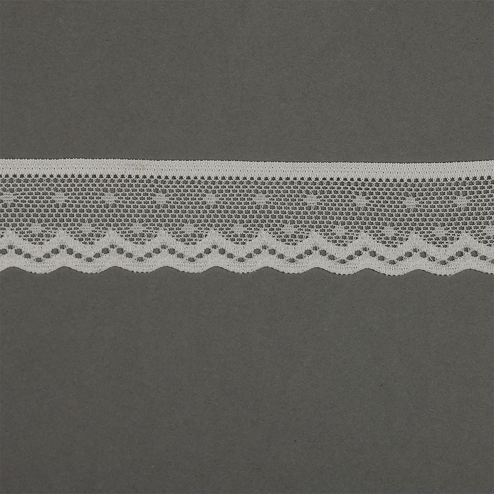 Кружево эластичное (стрейч) 25 мм, 8028, цв.F102 молочный уп.50м, Kruzhevo