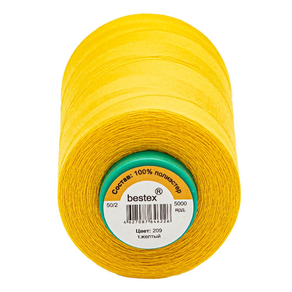 Нитки универсальные Bestex 50/2, 4570 м (5000 ярд) / 1 кат., 209 темно-желтый