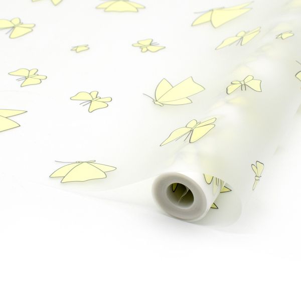 Пленка матовая Мотыльки 60см*10 м (желтый нежный) 4929