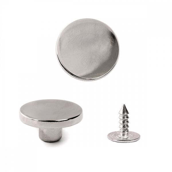 Пуговицы джинсовые ⌀18 мм, фиксированная ножка, металл, TBY-1357 никель уп.20 шт