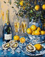 Кристальная (алмазная) мозаика Фрея ALPD-318, на подрамнике, Натюрморт с устрицами, 40х50 см