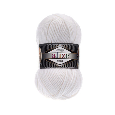 Пряжа Alize (Ализе) Superlana Midi / уп.5 мот. по 100 г, 170м, 055 белый A