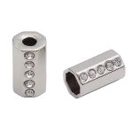 Наконечник для шнура металл цилиндр со стразами ⌀3,5/7 мм, 15,5х8,5 мм (никель), 20 шт