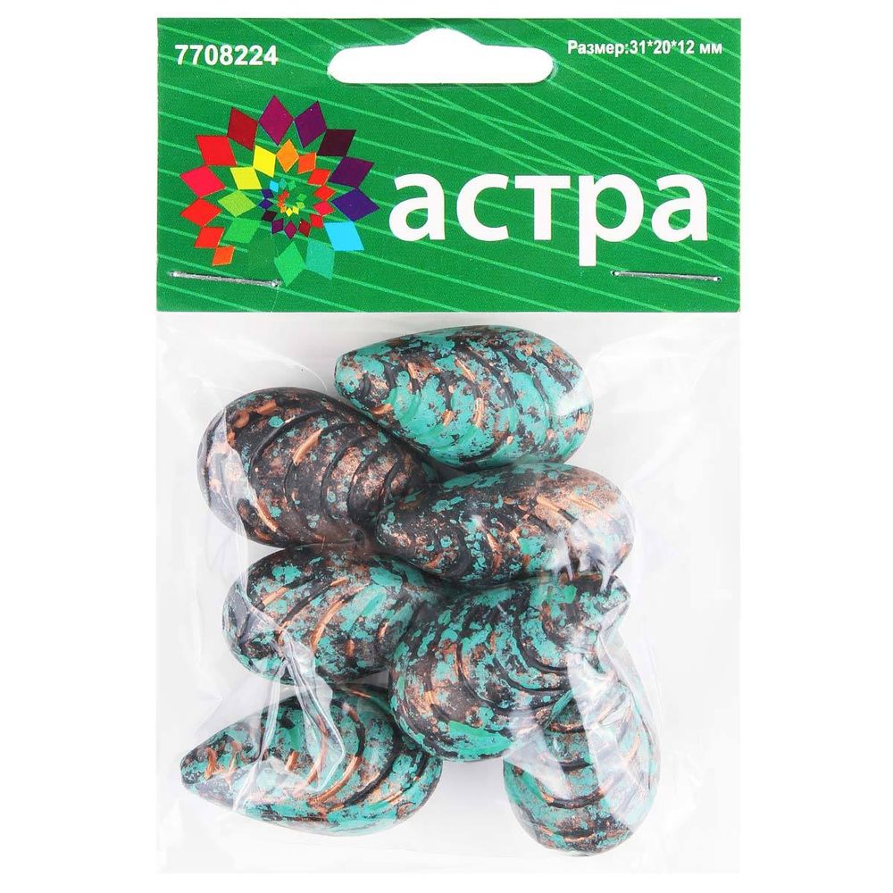 Бусины декоративные, 31х20х12 мм, упак., 7 шт, Астра /TOS/