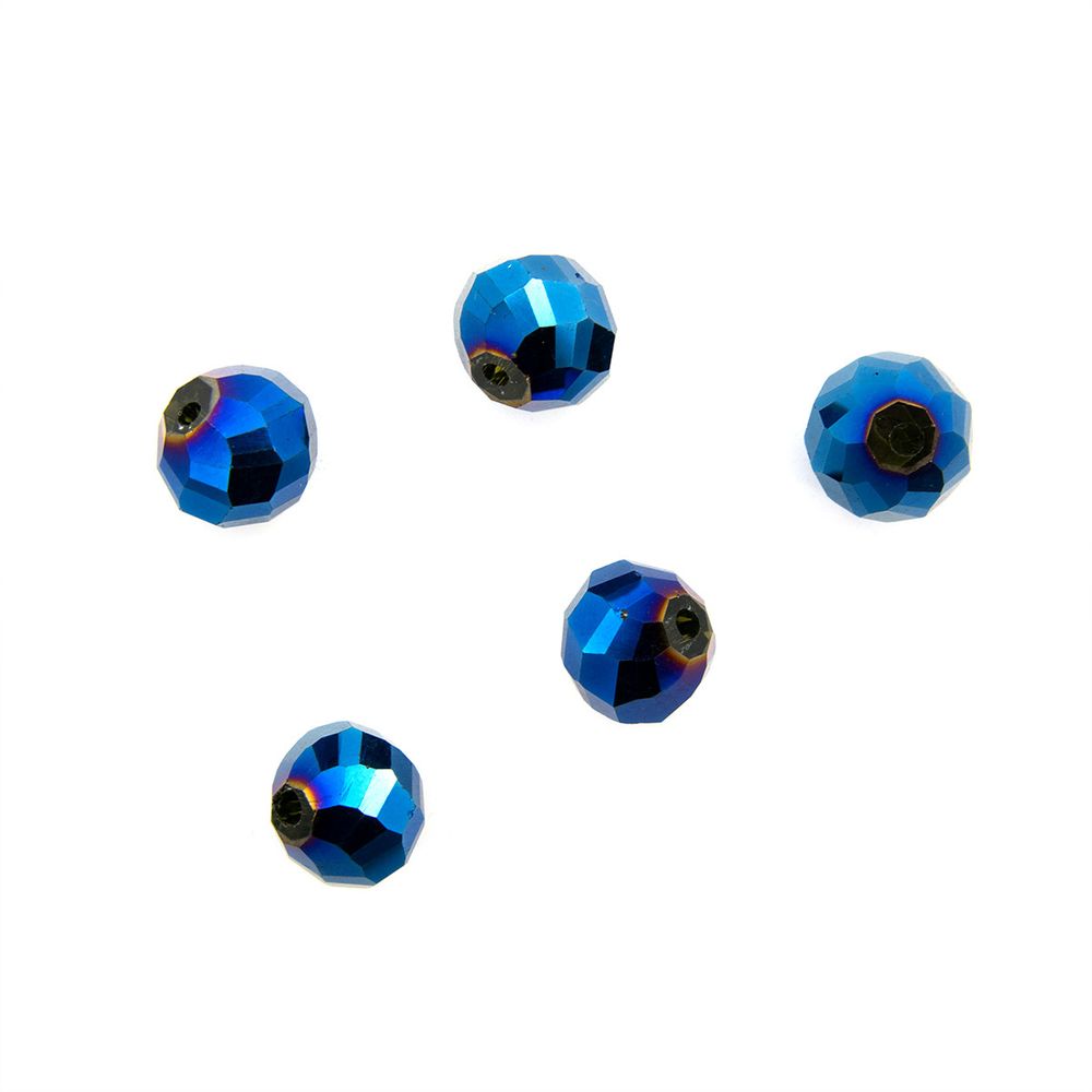 Бусины стеклянные 12 мм, 5 шт, Астра Premium, 1-голубой