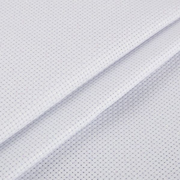 Канва Aida 11 ct, 150 см / 10 метров, белый с перламутровым люрексом, Gamma K03L