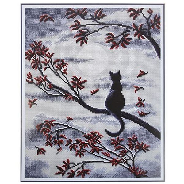Набор для вышивания нитками Овен, Лунный кот, 23х29 см