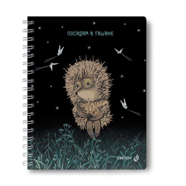 Тетрадь ученическая общая, выборочный УФ лак, (лицензия) A5 48 л. на гребне 65 г/м², белизна 100 %, 8 шт, клетка, 01173 Не такой уж колючий (Ёжик в тумане), Светоч Т105