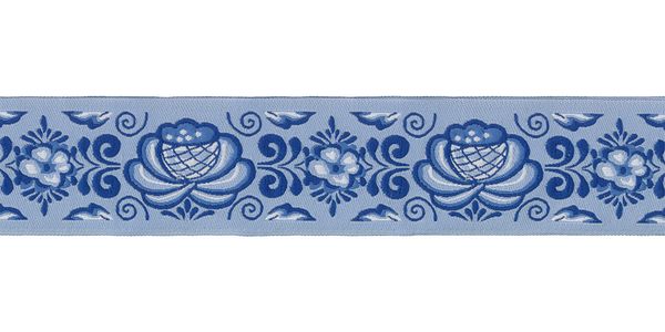 Лента (тесьма) жаккардовая 35.0 мм / 10±0.5 метров, голубой/синий, Gamma DBTRJ-79