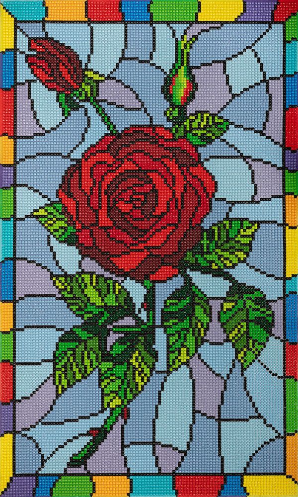 Алмазная (кристальная) мозаика Фрея, Красная роза. Витраж, 30х50 см