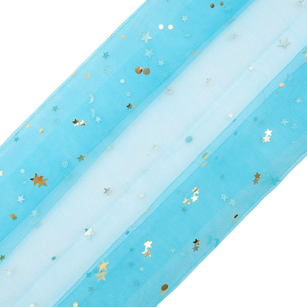 Фатин со звездочками 50х50см, AR1371, ярко-голубой