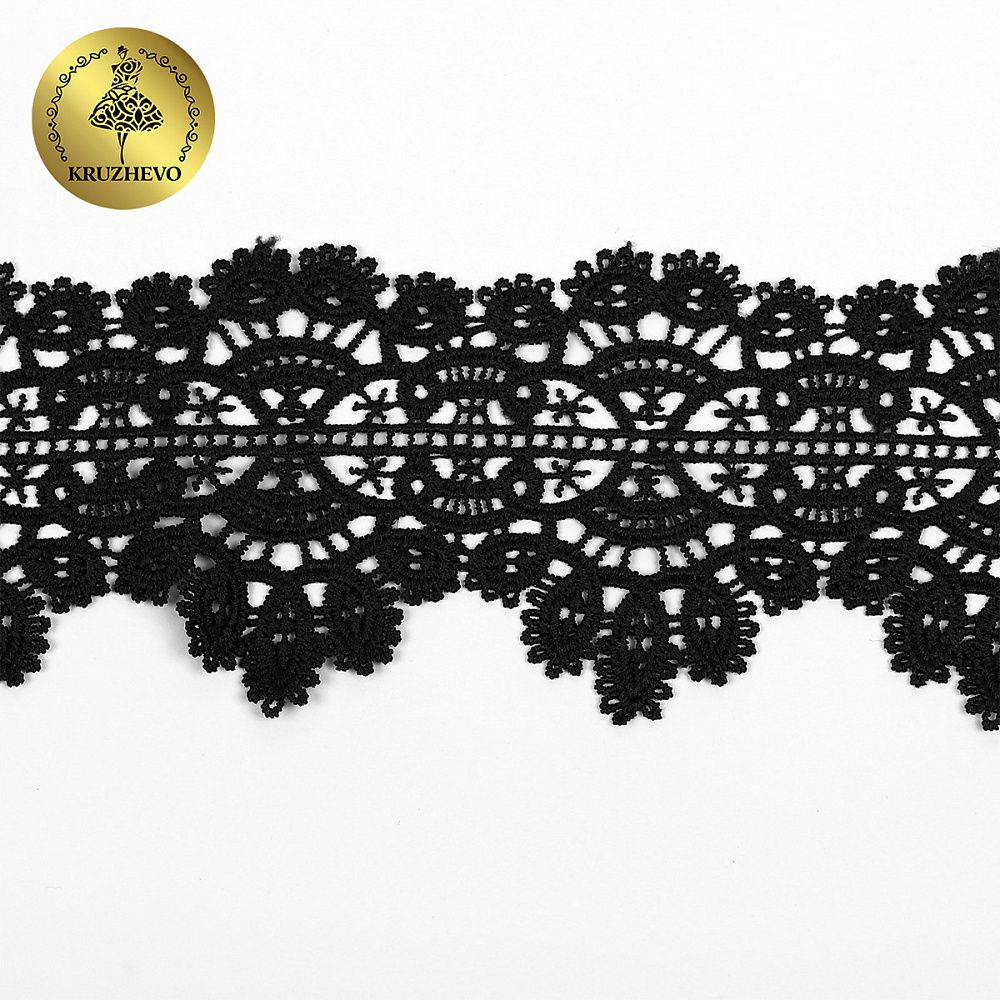 Кружево гипюр (плетёное) 70 мм / 4.5 метра, TBY.SUN.11, цв.черный
