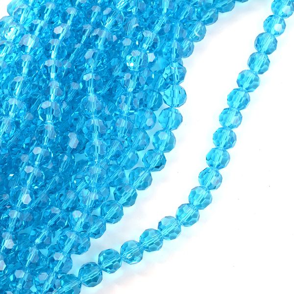 Бусины стекло 10 мм, граненые рондель на нитях, цв. 04 бирюзовый уп. 1х72 Бусины стекло
