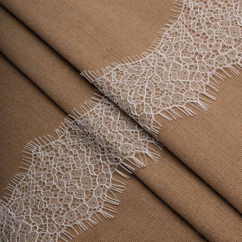 Кружево шантильи (реснички) на сетке 85 мм / 30 метров, белый, 3AR1259