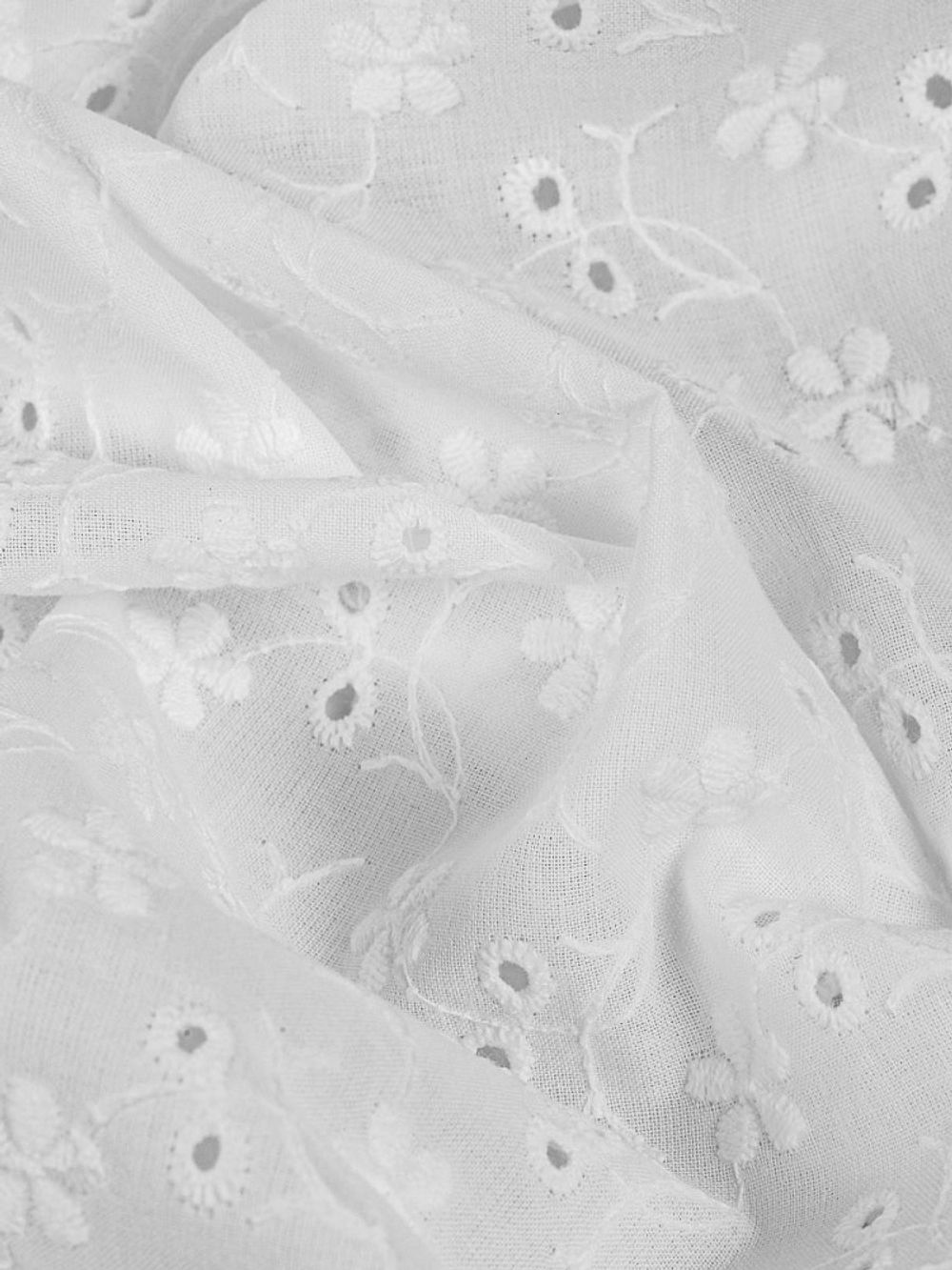 Ткань шитьё (прошва) 100 г/м², 150 см / 2 метра, TBY.Emb.8067.1.2, цв.01 белый