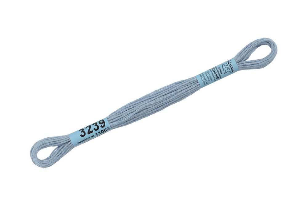 Мулине Gamma 100% хлопок, цв.3239 голубой, 24 мотка по 8 метров