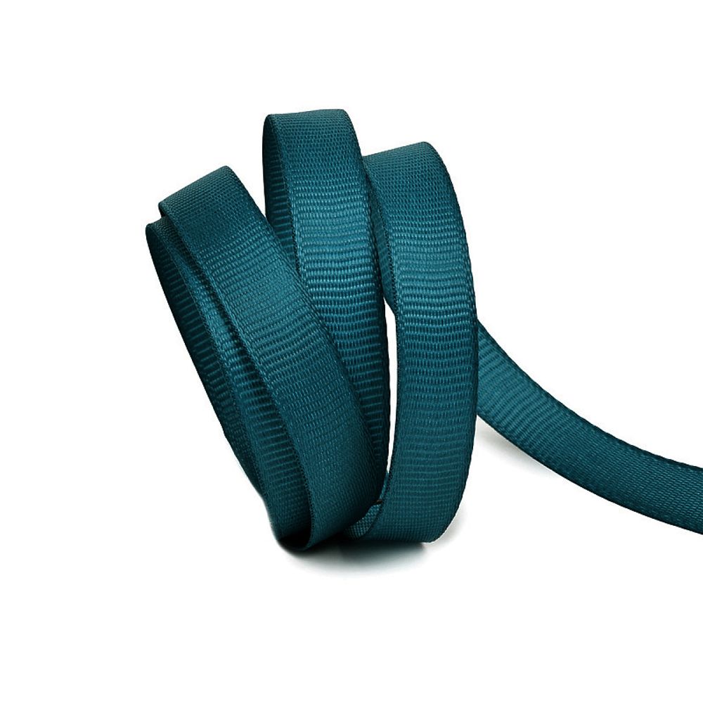 Лента репсовая (в рубчик) 10.0 мм, цв. 369 изумрудно-синий уп.27.4м