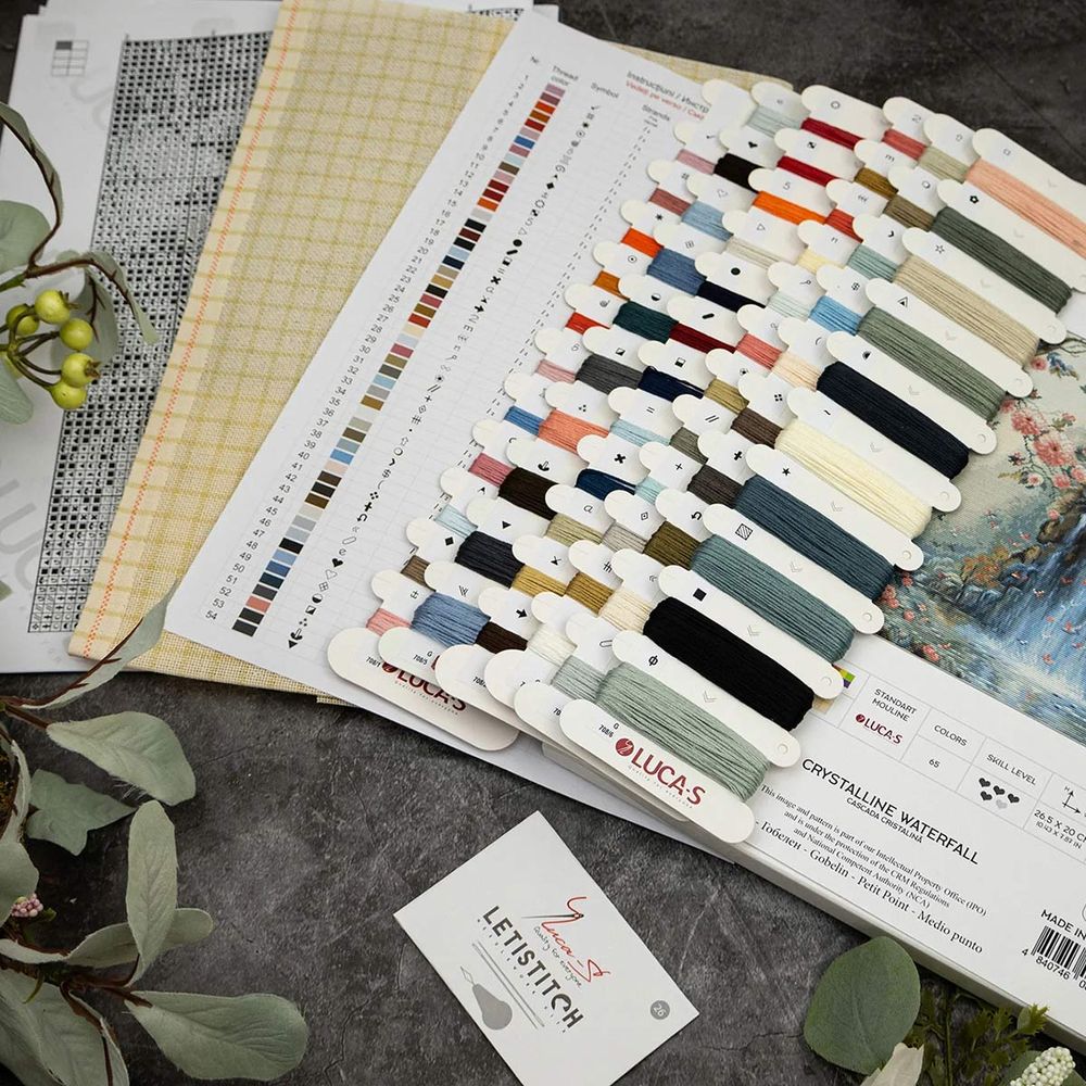 Набор для вышивания нитками Luca-S G708, гобелен Кристаллический водопад, 26,5х20см,Luca-S