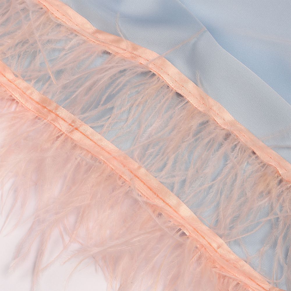 Перья на ленте Страус 8 см, FBY-08-122, цв. кремовый, 2м