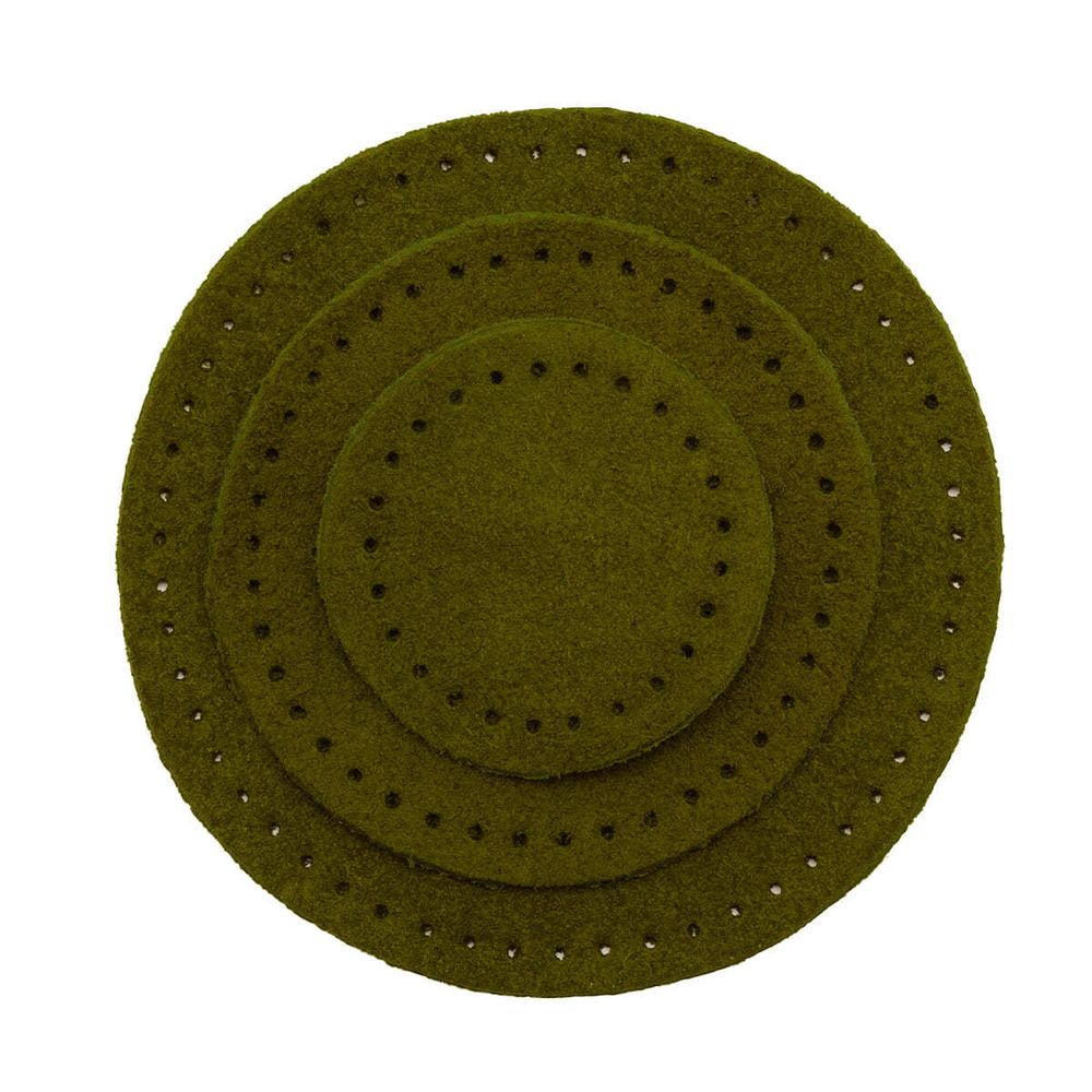 Набор заплаток пришивных из замши, круг ⌀4см, 6см и 8см, с перфорацией, 3 шт, 100% кожа (33 хаки), 59401