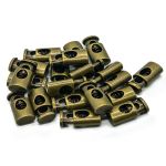 Фиксатор (зажим) для шнура металл 1 отв., 20х10 мм, (in ⌀4.5 мм), цв.латунь, 20 шт