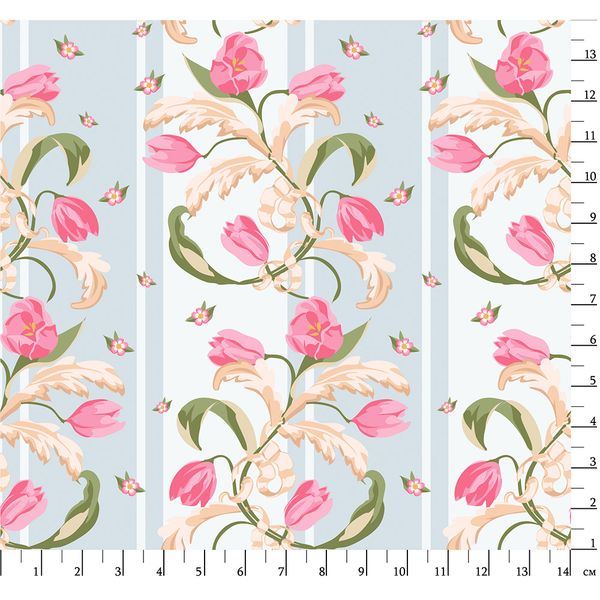 Ткань для пэчворка Peppy Весенний этюд панель, отрез 60х110 см, 146 г/м², ВЭ-05 голубой, Peppy