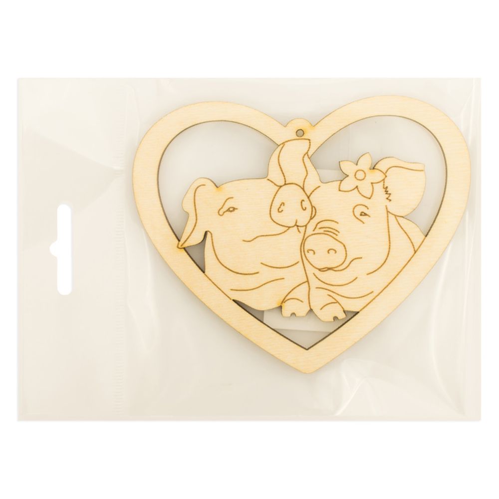 Деревянная фигурка Свинки в сердце № 2, Woodbox