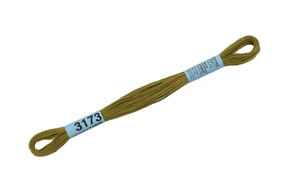 Мулине Gamma 100% хлопок, цв.3173 св.хаки, 24 мотка по 8 метров